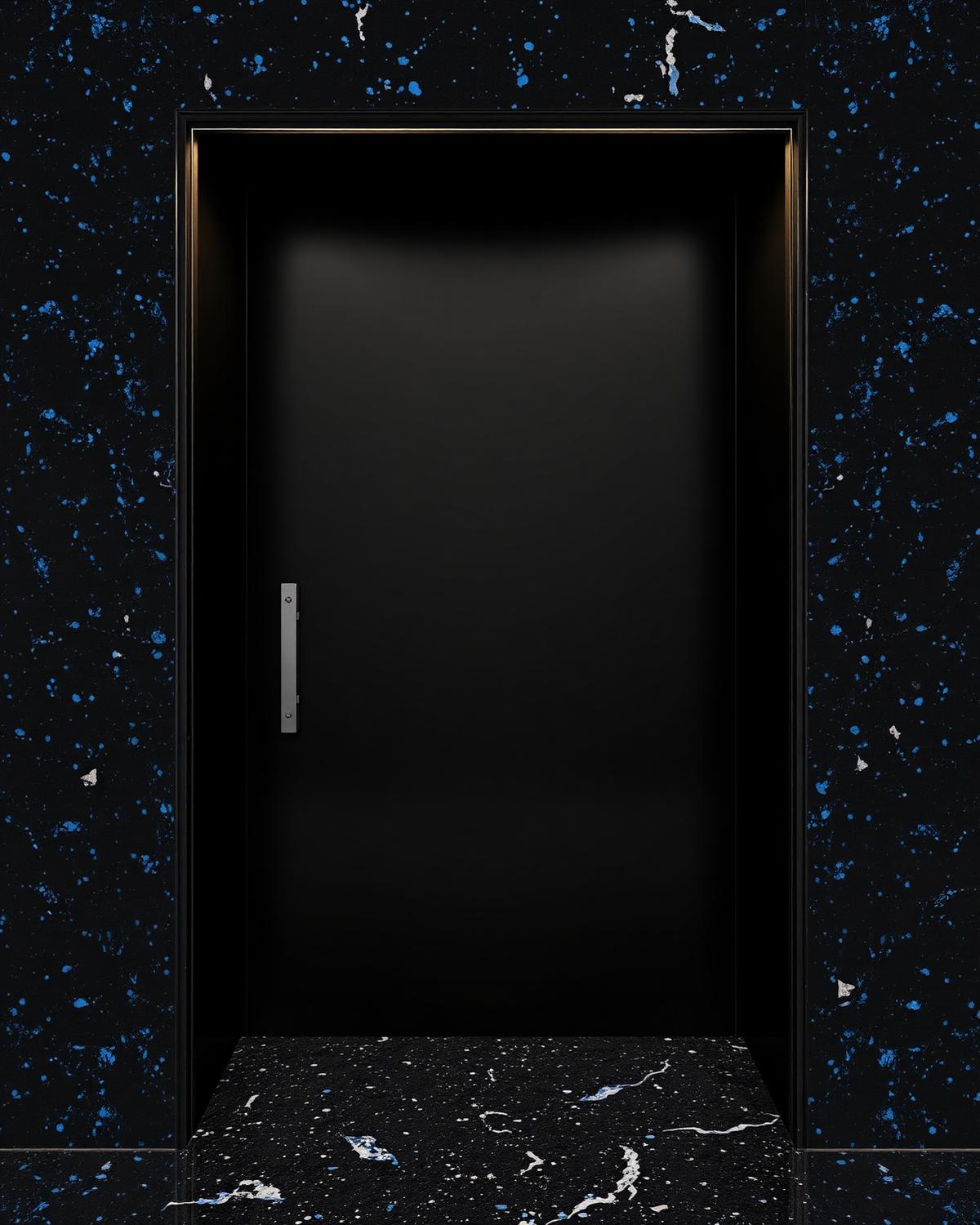 Black with Blue Dots